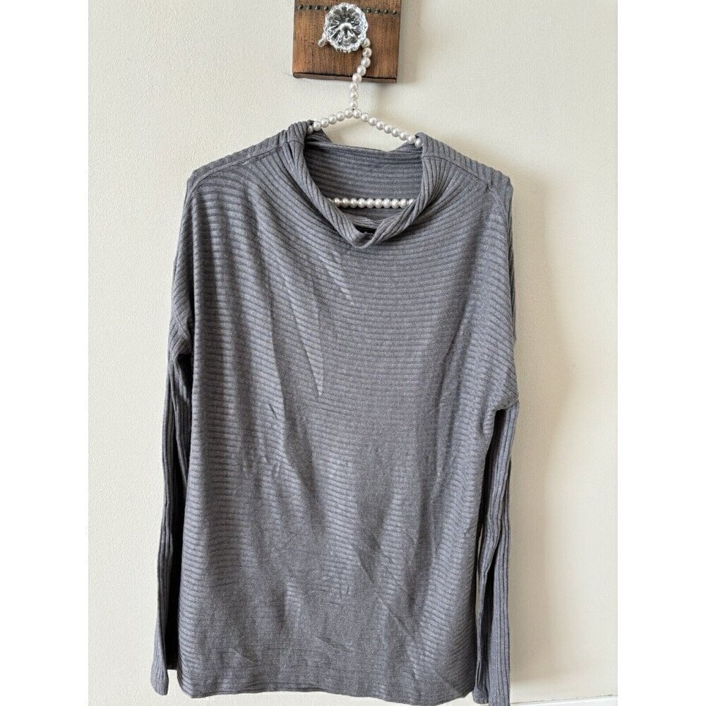 NWT Lucky Brand Womens Size S Gray Ribbed Mock Neck Pullover Long Sleeve